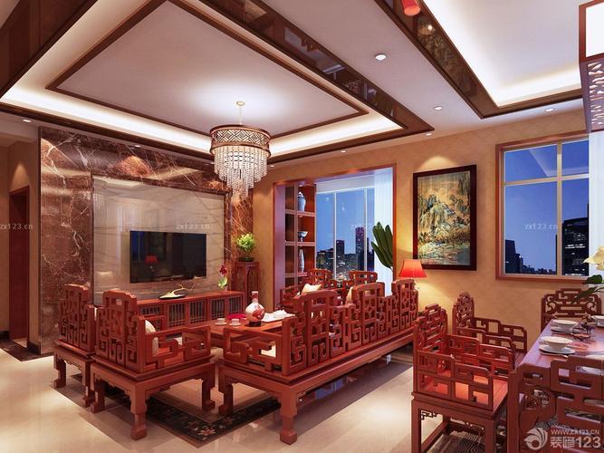 中式家装客厅实木家具图片